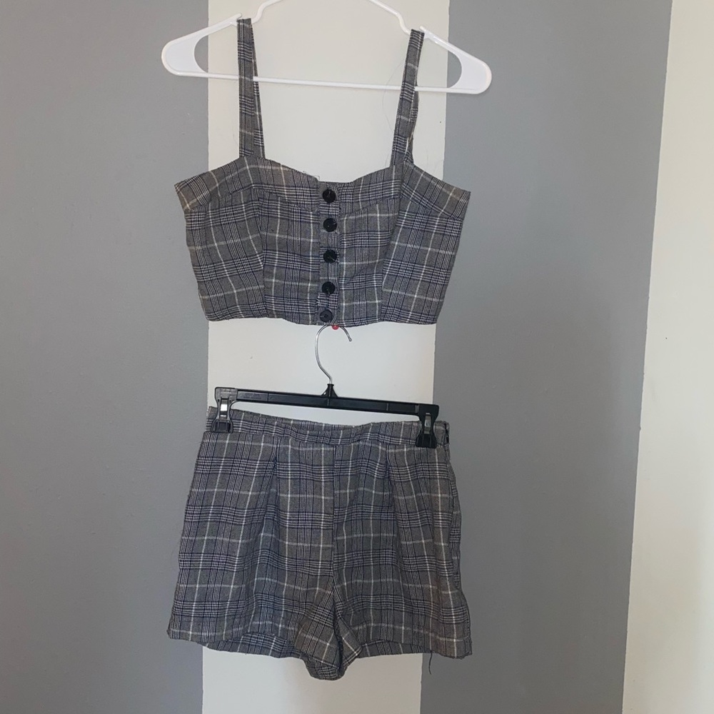 A Two-Piece Matching Plaid Set